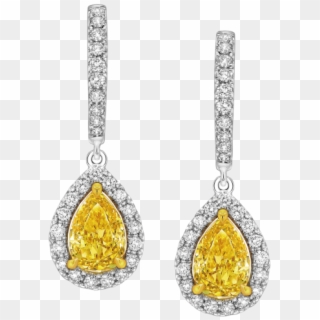 Fancy Intense Yellow Pear Shaped Diamond Earrings - Earrings, HD Png Download