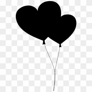 Black Heart Balloon With String Png - Heart, Transparent Png