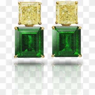 Emerald And Fy Diamond Earrings, HD Png Download