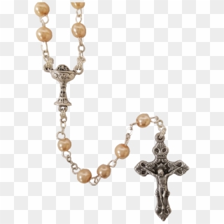 First Communion Simulated Faux Antique Pearl Rosary - Christian Cross, HD Png Download