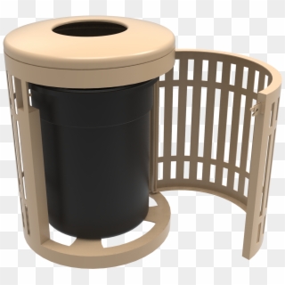 32 Gallon Downtown Trash Receptacle With Flattop And - Wood, HD Png Download