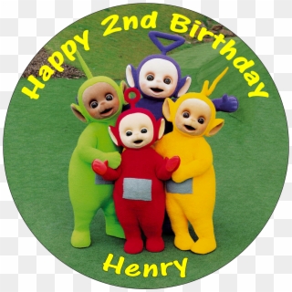 Teletubbies Edible Personalised Round Birthday Cake - Teletubbies Names, HD Png Download