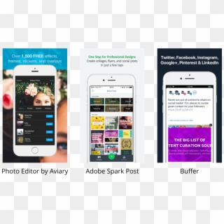 Photo Editor By Aviary, Adobe Spark Post, And Buffer - Iphone, HD Png Download
