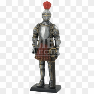 Armored Knight With Feather Plume Helmet Statue - Armour, HD Png Download