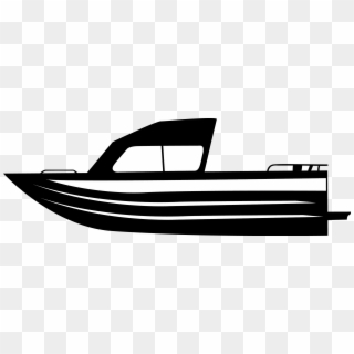 Black And White Fishing Boat Clipart - Fishing Boat Clipart Black, HD Png Download