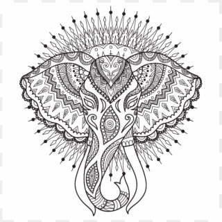 Ornate Elephant - Elephant Head With Mandala, HD Png Download