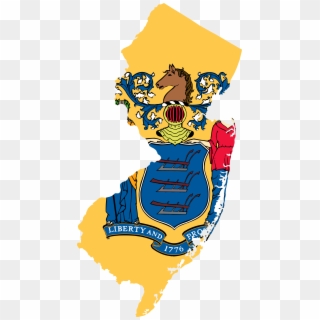 Flag-map Of New Jersey - New Jersey Flag And Seal, HD Png Download