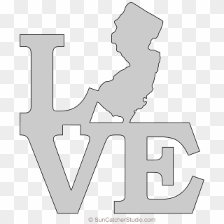 New Jersey Love Map Outline Scroll Saw Pattern Shape - Oklahoma Map Outline, HD Png Download