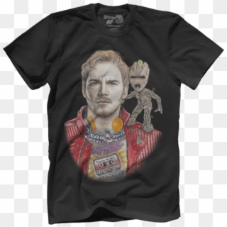 Inked Star Lord And Baby Groot - Red White And Boom Shirt, HD Png Download
