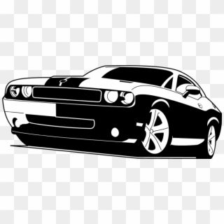 R34 Drawing Charger - Dodge Challenger Silhouette, HD Png Download