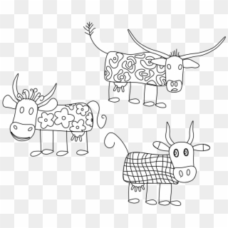 Cartoon Cows Black White Line Coloring Book Colouring - Cartoon, HD Png Download