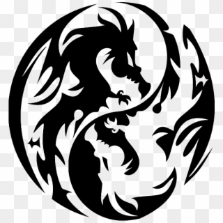 Stencil Chinese Yin Japanese Dragon Yang Clipart - Dragon Circle, HD Png Download