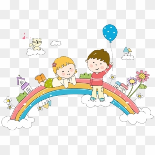 Rainbow Information Whiteboard Child Cartoon Interactive - Cartoon Nursery School Images Png, Transparent Png