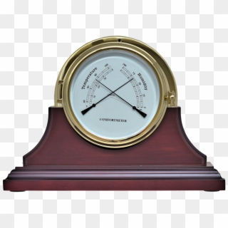 Brass Thermometer, Hygrometer With Mahogany Stand - Quartz Clock, HD Png Download