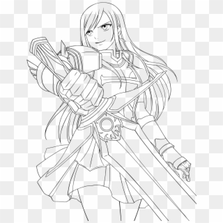 Erza Scarlet Fairy Tail Coloring Pages Sketch Coloring - Coloriage Erza Fairy Tail, HD Png Download