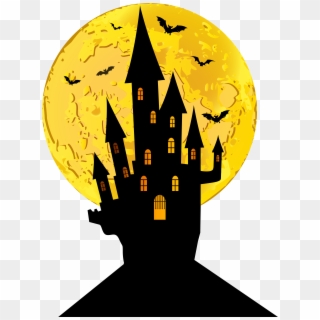 Halloween Castle And Moon Png Clip Art Image, Transparent Png