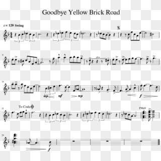 Goodbye Yellow Brick Road Sheet Music For Guitar Download, HD Png Download