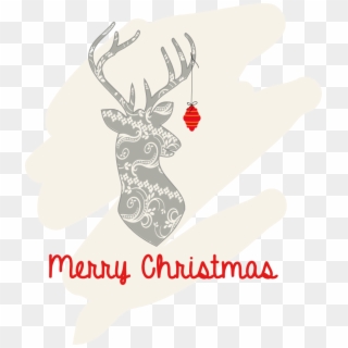 Faux Christmas Deer Head - Merry Christmas Deer Head, HD Png Download
