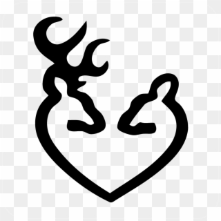 Deer Heads Heart Decal - Browning Buck And Doe, HD Png Download
