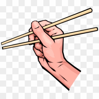 Vector Illustration Of Hands Holding Chinese Chopsticks - Chopstick Clipart, HD Png Download
