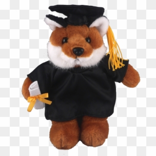 Bear With Me Plush Fox 8 With Personalized Black Graduation - Fox With Graduation Cap, HD Png Download