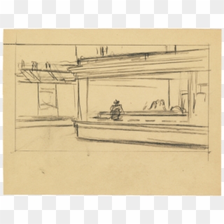 Outline Sketches Of The Nighthawk's Painting - Edward Hopper Nighthawks Sketches, HD Png Download