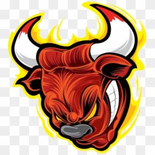 Printed Vinyl Angry Bull Head In Flames - Bull Head Transparent Png, Png Download