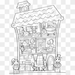 Dollhouse Coloring Page - Dollhouse Coloring Pages, HD Png Download