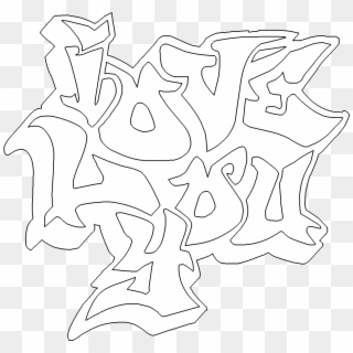 I Love You Graffiti Free Online Coloring Page Throughout, HD Png Download