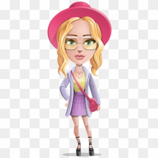 Fifi The Cute Hipster - Blond Cartoon Character Girl, HD Png Download