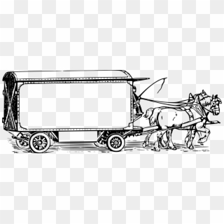 Horse Motor Vehicle Carriage Wagon - Line Art, HD Png Download