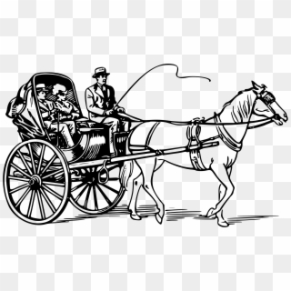 Horse Drawn Carriage Clipart Old Fashioned - Horse Cart Drawing, HD Png Download