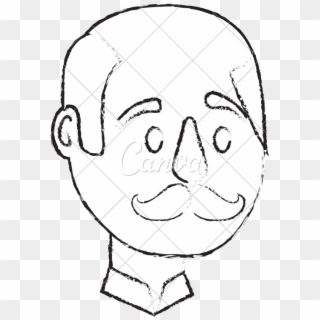 Bald Man With Mustache - Sketch, HD Png Download