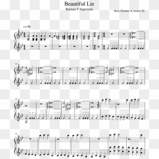 Batman V Superman - Beautiful Lie Batman V Superman Piano Sheet Music, HD Png Download