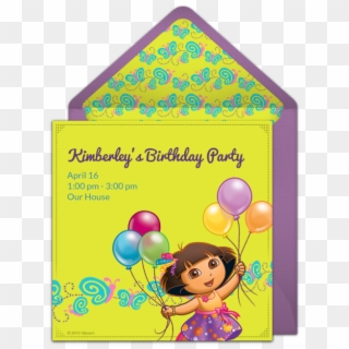 Dora The Explorer Birthday Online Invitation - Balloon, HD Png Download