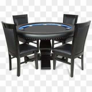 Ginza Led Black Round 4 Person Poker Table With 4 Dining - 4 Person Table, HD Png Download