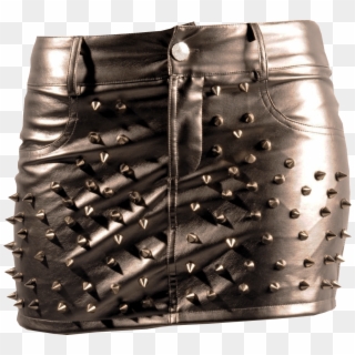 Leather Mini Skirt Spike Studs Transparent Background - Miniskirt, HD Png Download