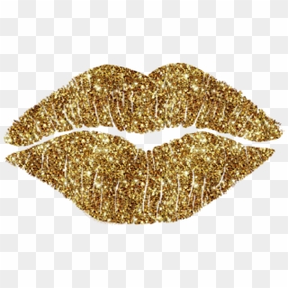 Gold Lips Png For - Transparent Png Gold Glitter Kiss, Png Download