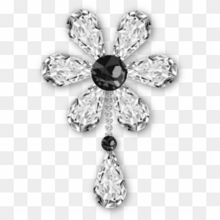 Free Png Download Black And White Diamond Flower Jewelry - Flower Brooch Transparent Background Png, Png Download