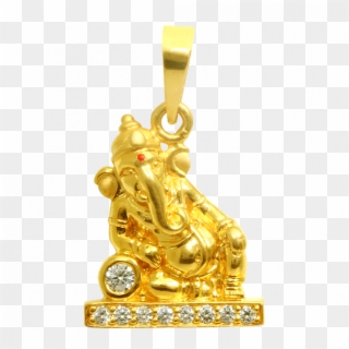 Divine Ganesha Gold Pendant With Studded - Pendant, HD Png Download