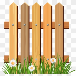 Wooden Garden Fence With Grass Png Clipart - Fence Clipart Png, Transparent Png