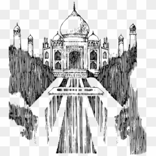 Taj Mahal Monument Drawing Download Travel - Tajmahal India Clipart Black And White, HD Png Download