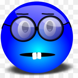 Nerdy Blue Smiley With Overbite And Glasses - Frustrated Face Clip Art, HD Png Download