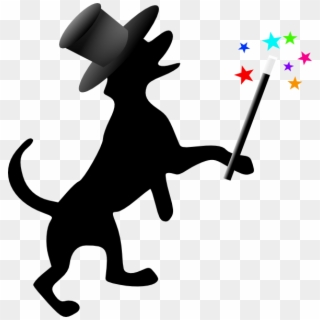 Dog Silhouette With Hat Wand Clip Art, HD Png Download