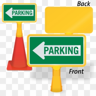 Parking Left Arrow Coneboss Sign - Traffic Cone With Signage, HD Png Download