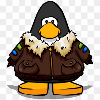 Leather Pilots Jacket On A Player Card - Penguin From Club Penguin, HD Png Download