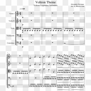 Voltron Theme Sheet Music For Violin, Viola, Cello,, HD Png Download