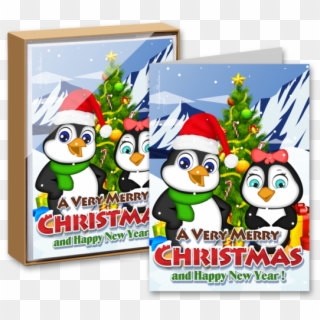 Merry Christmas And Happy New Year Boxed Greeting Cards - Cartoon, HD Png Download