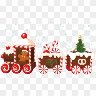 Vector House Claus Train Santa Gingerbread Christmas - Gingerbread Christmas Train Clipart, HD Png Download