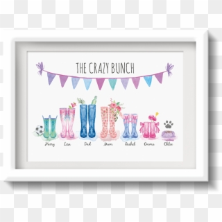 Family And Welly Boot Prints - Illustration, HD Png Download